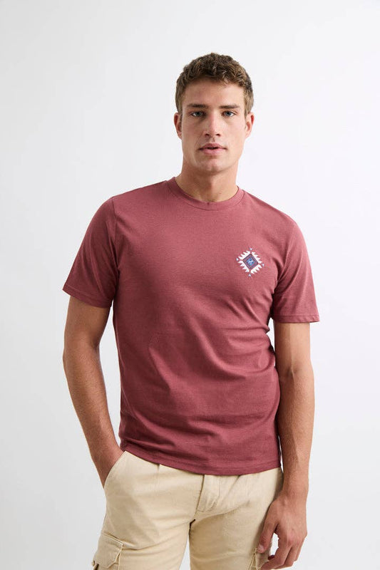 T-shirt Uomo con Stampa Etnica e Ricamo