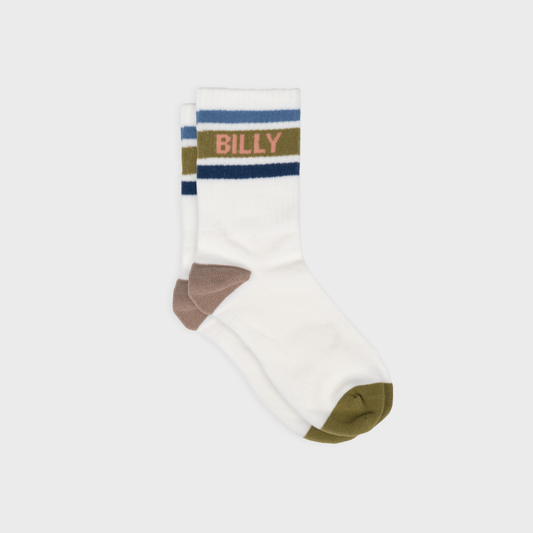 Calzini da tennis bianchi a righe kaki e blu