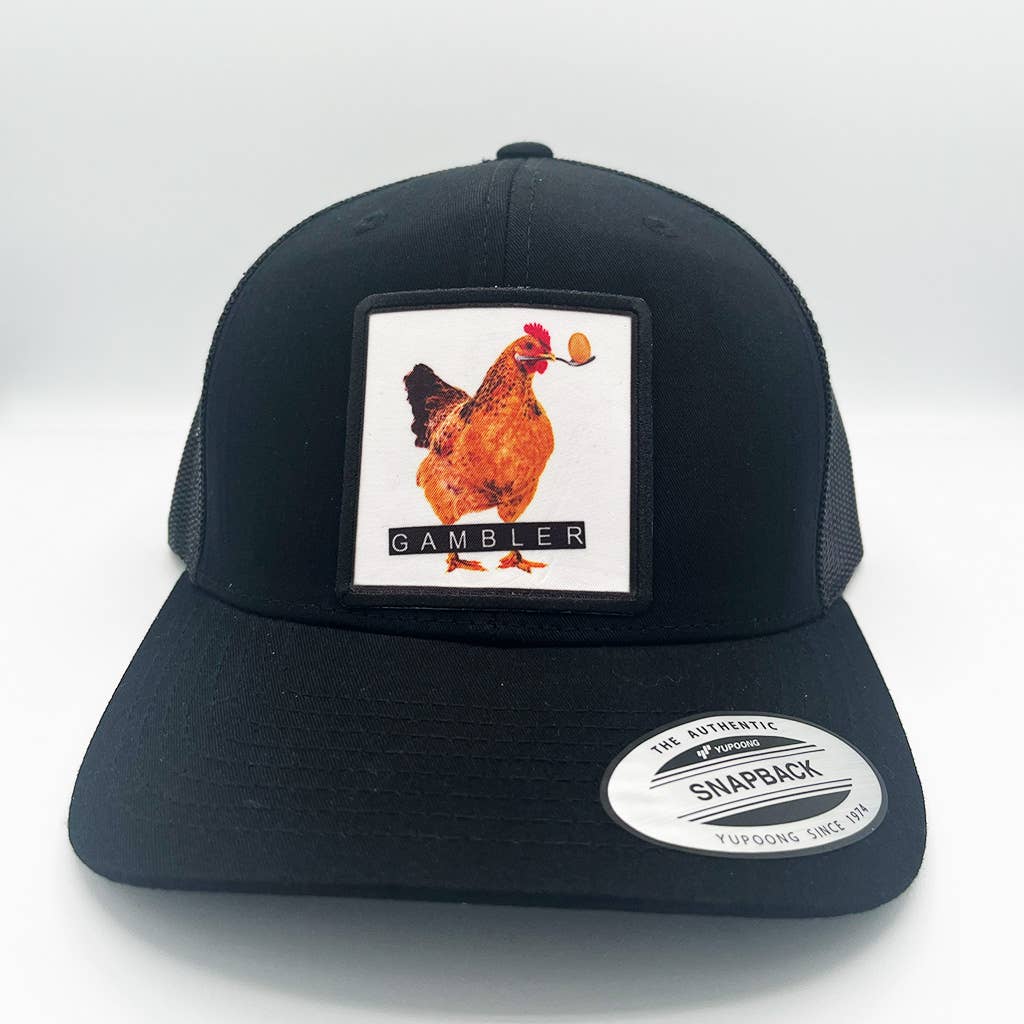 Berretto trucker regolabile con patch gallina