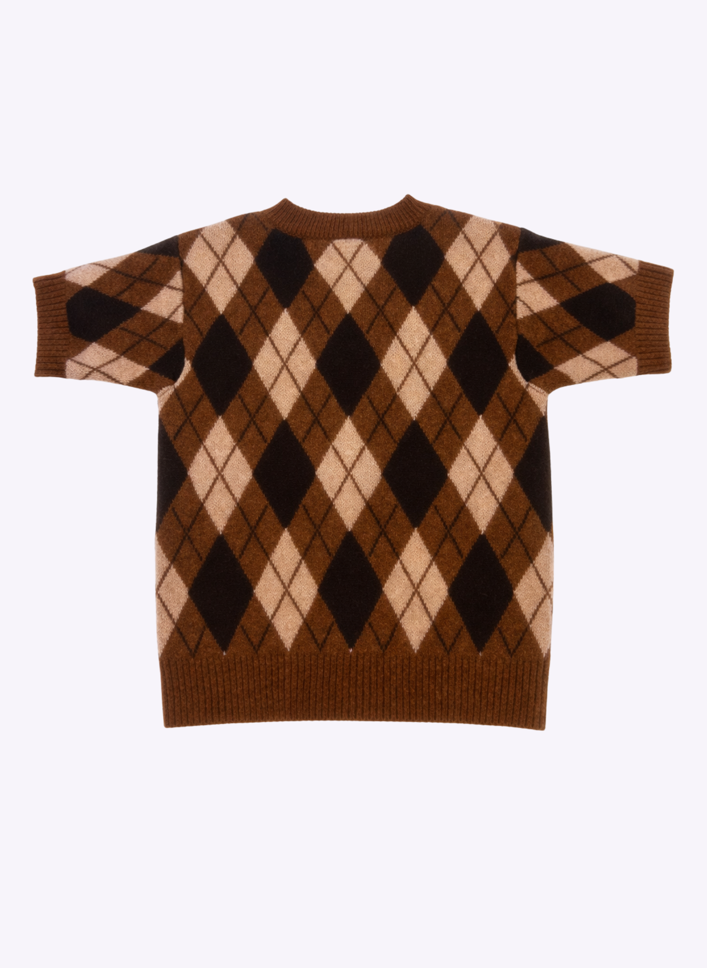 Maglione Nadriana marrone a rombi con applicazioni gioiello