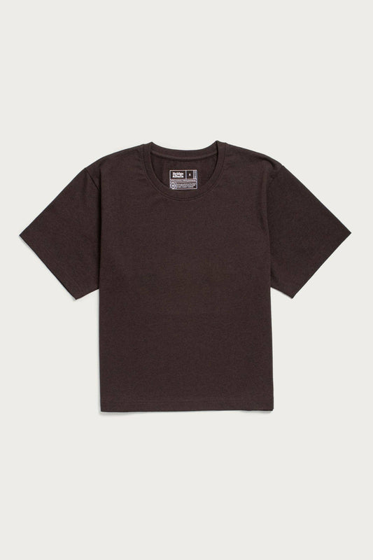 T-shirt boxy in cotone riciclato color tartufo