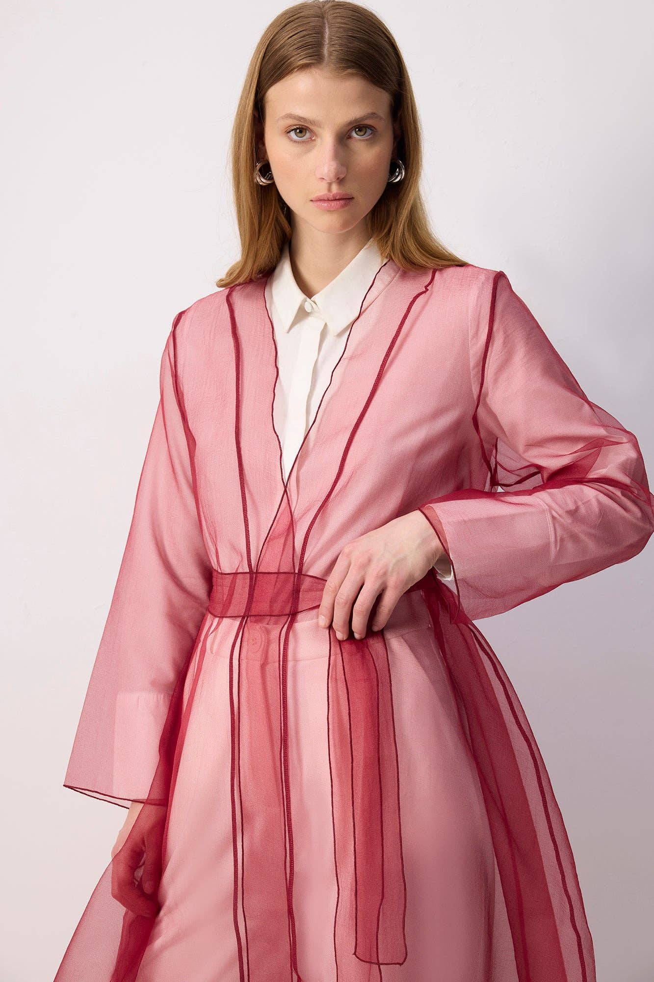 Kimono in organza bordeaux
