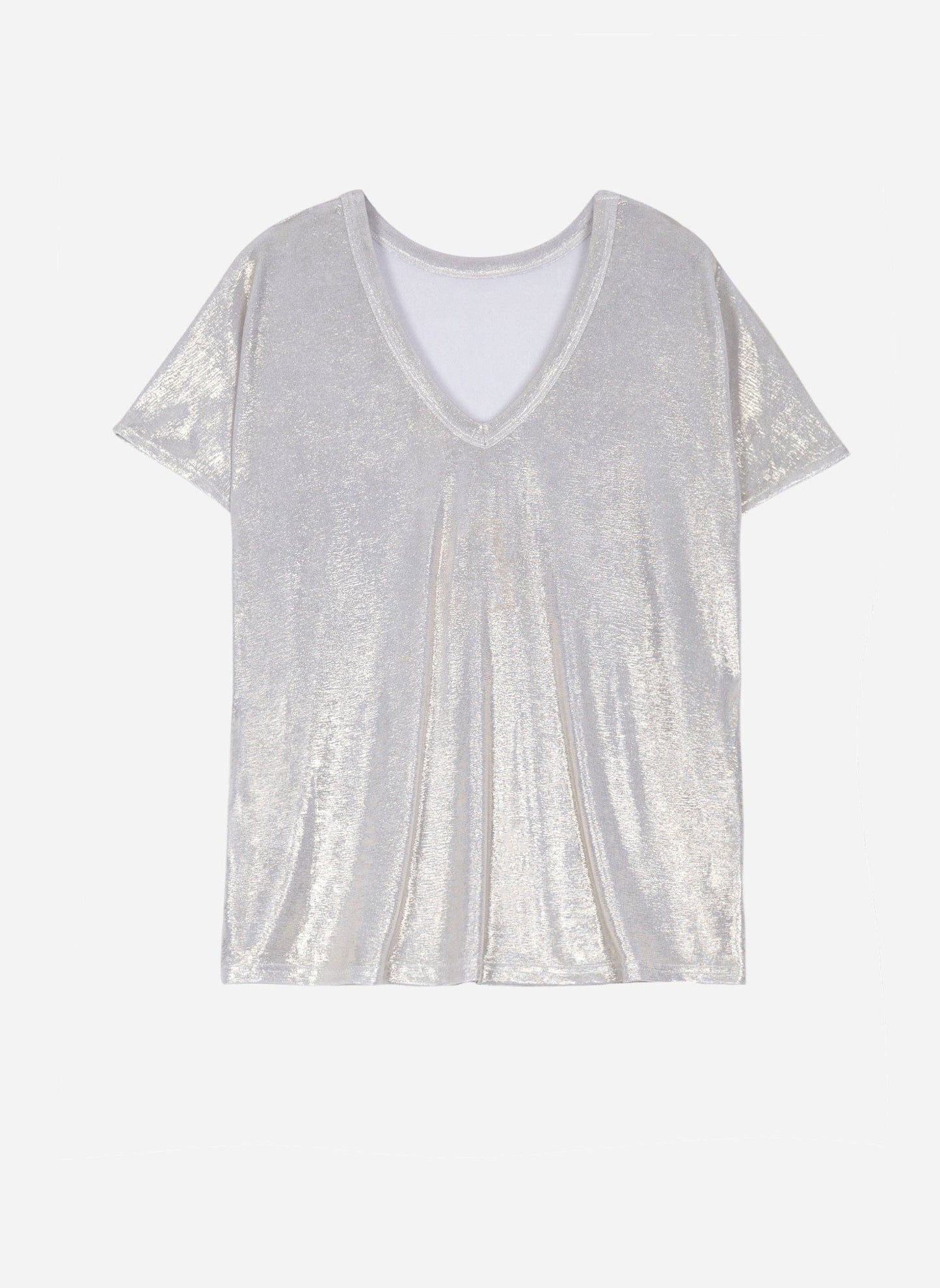 Camicetta metallizzata con scollo a V