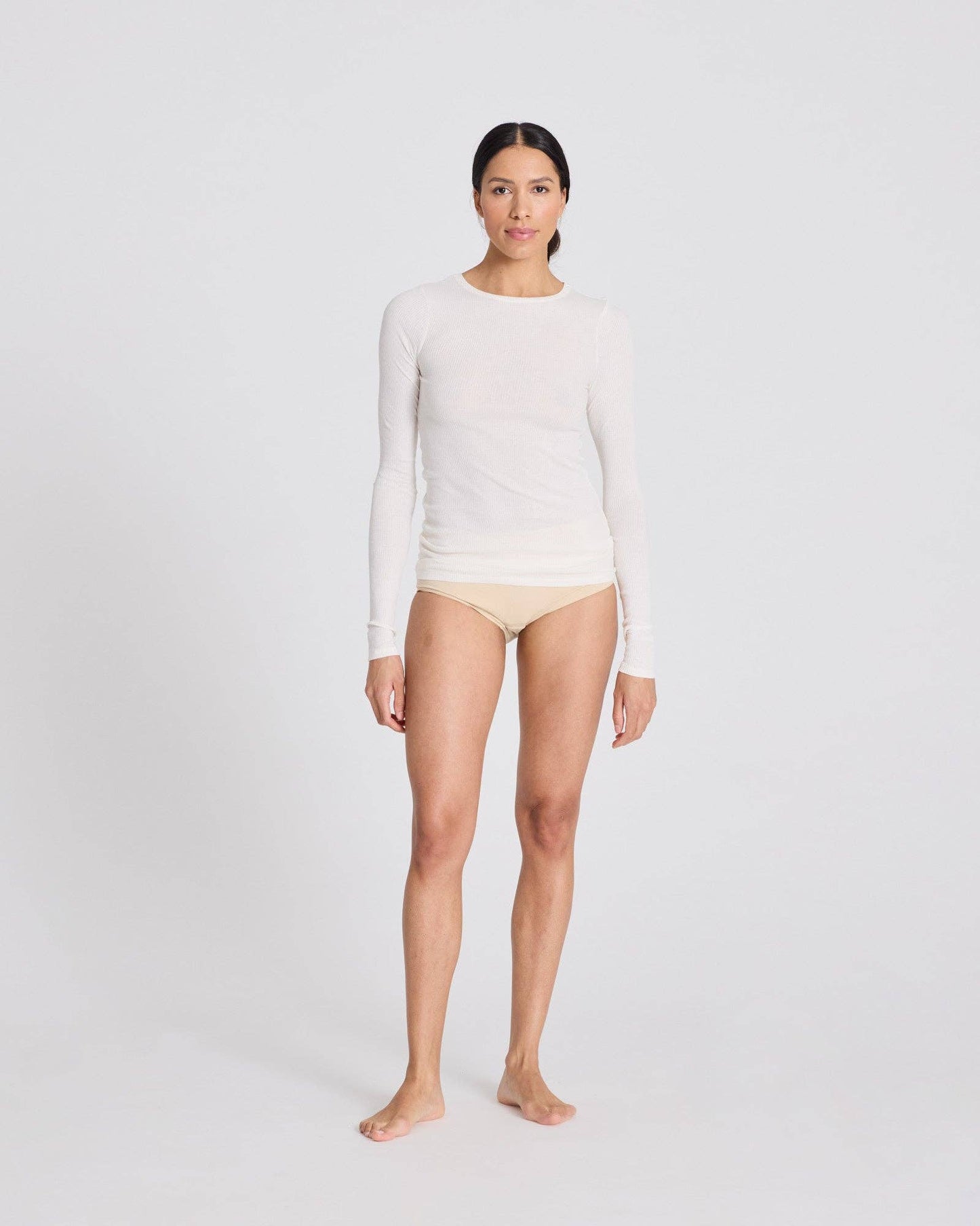 Maglia Lise a manica lunga in cotone biologico a costine off white
