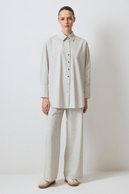 Camicia melange con frange