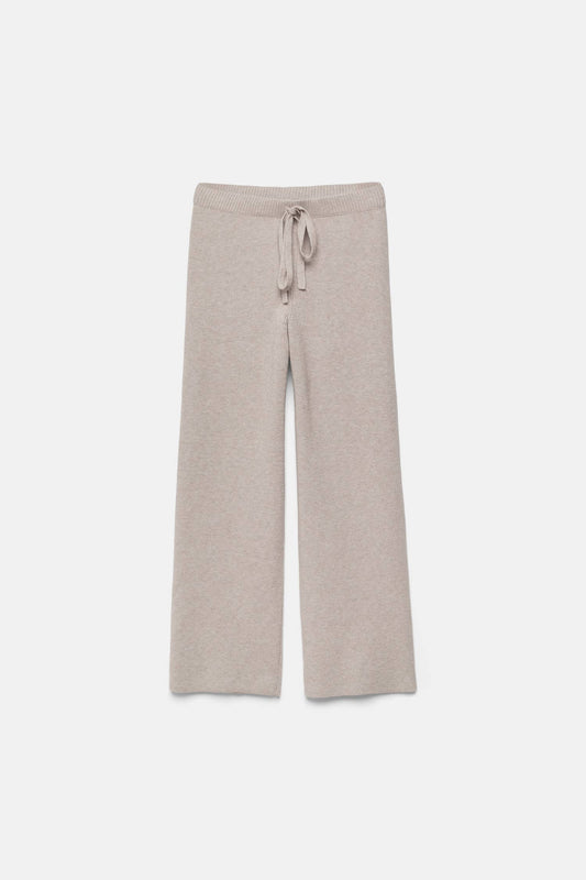Pantaloni in maglia liscia a vita alta con coulisse