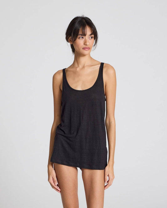 Top in lino Synne nero