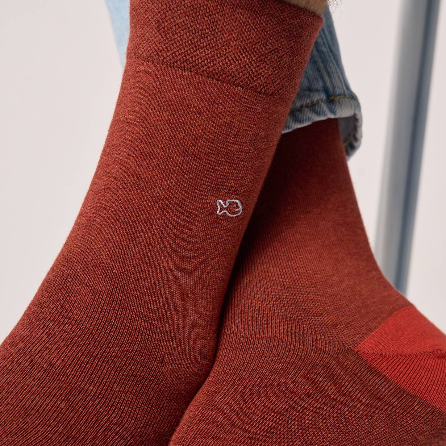 Calzini in cotone pettinato tinta unita rosso mélange