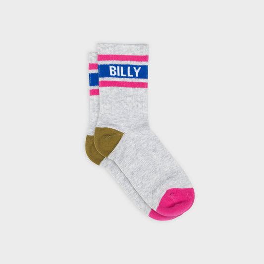 Calzini da tennis grigio mélange a righe blu e rosa
