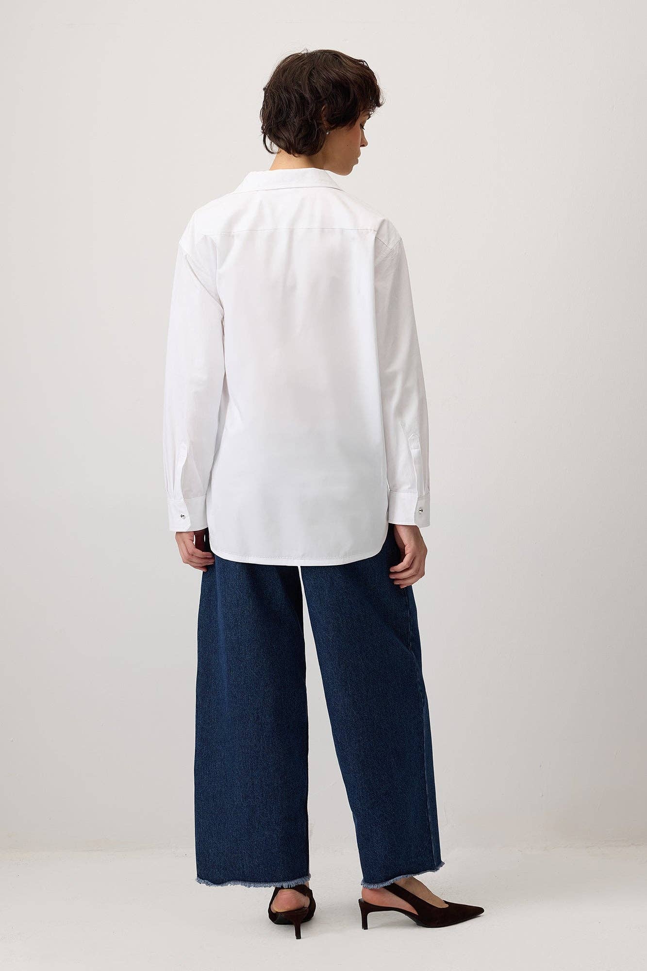 Pantaloni in denim a gamba ampia cropped