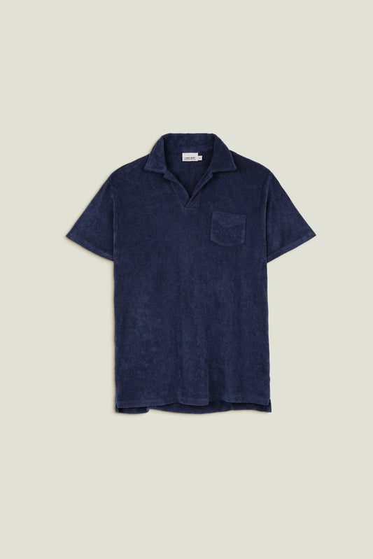 Camicia in spugna blu scuro a maniche corte