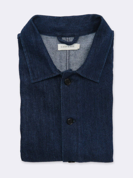 Overshirt in denim azzurro da uomo in cotone biologico