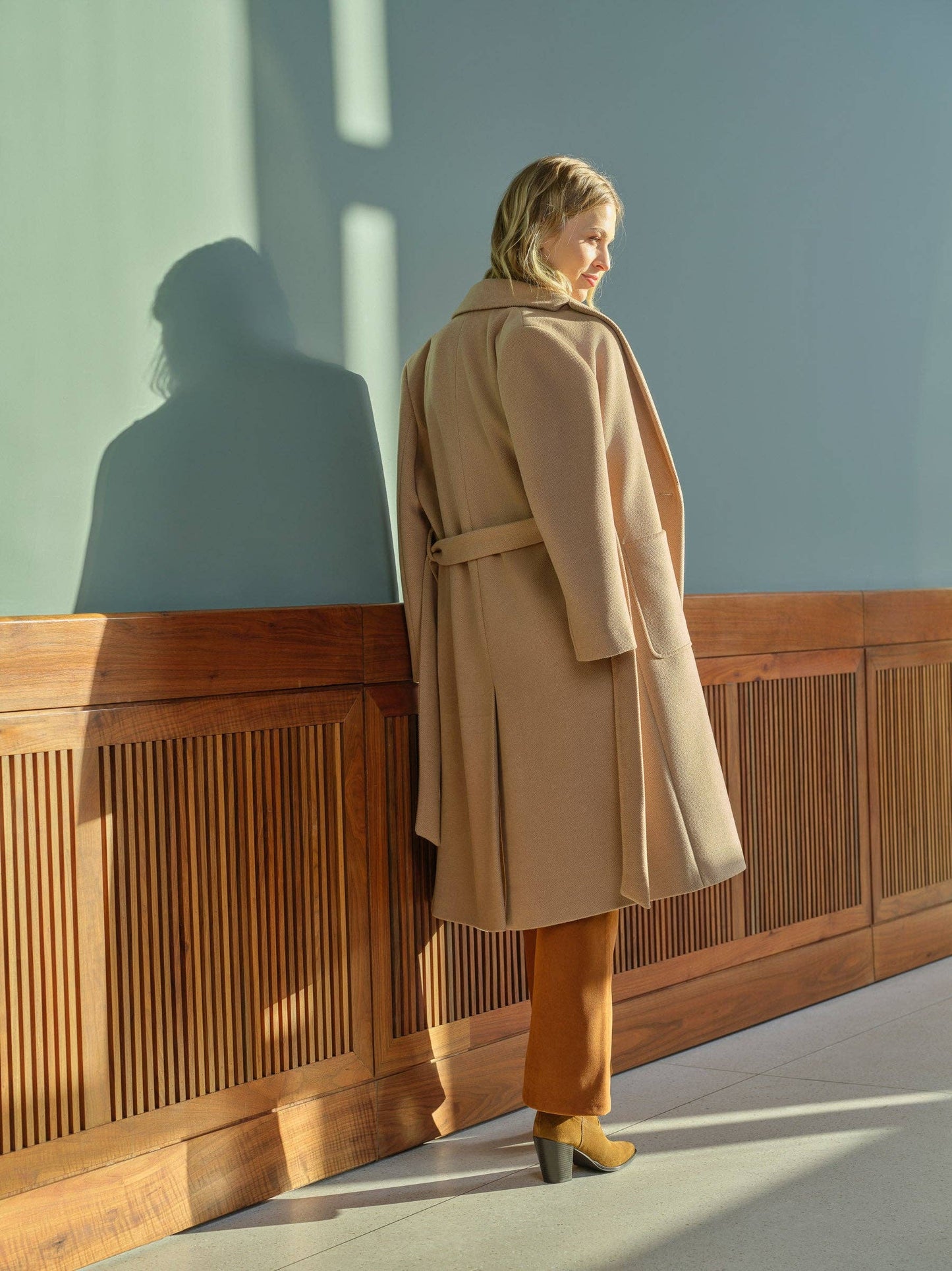 Giacca cappotto Fazenda con cintura a fiocco e bottone