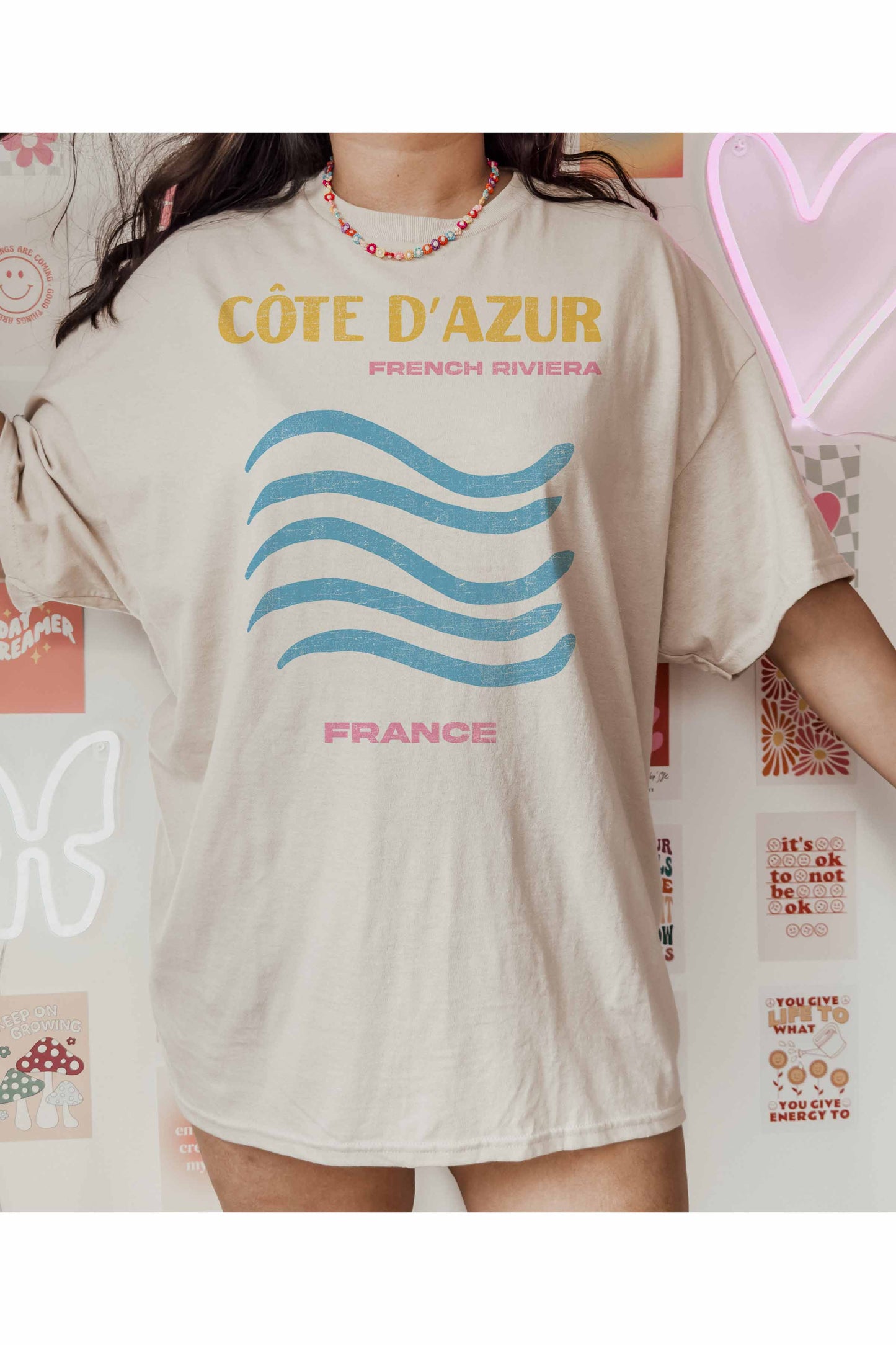 T-shirt oversize grafica Côte d’Azur
