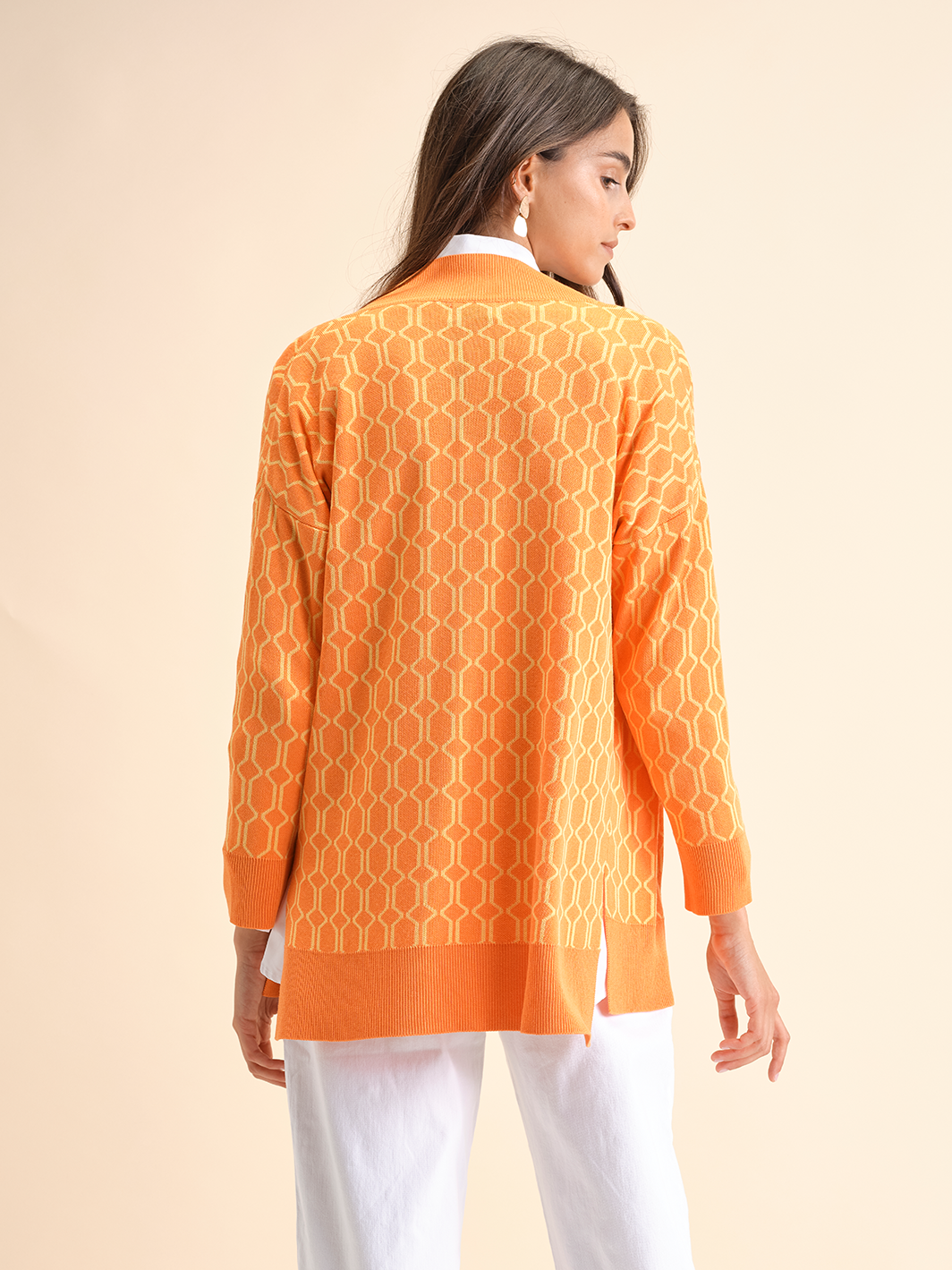 Cardigan aperto in rete di viscosa