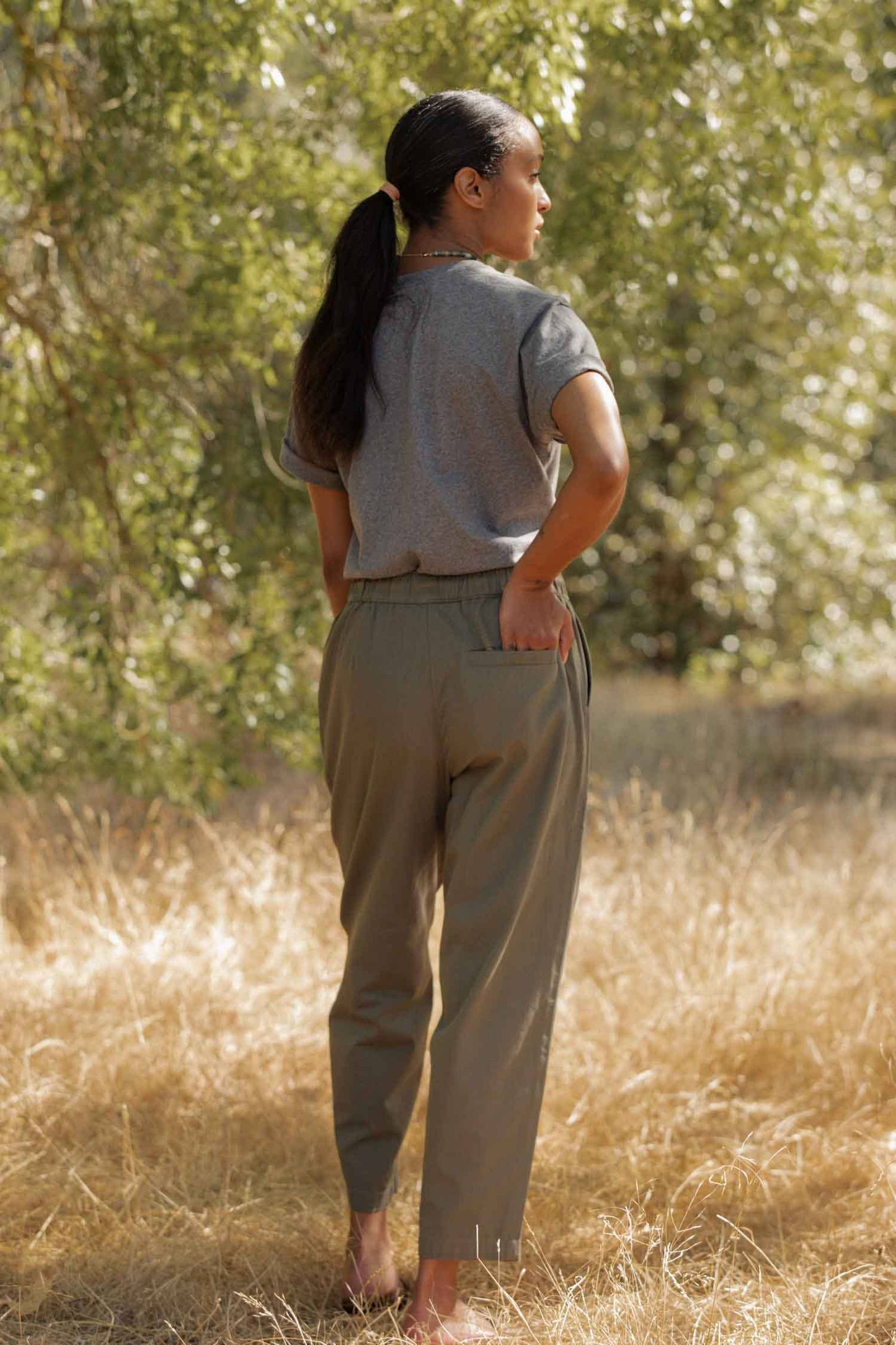 T-shirt boxy in cotone riciclato grigio mélange