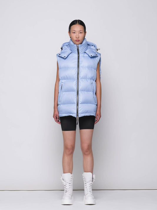 Gilet imbottito con cappuccio azzurro baby