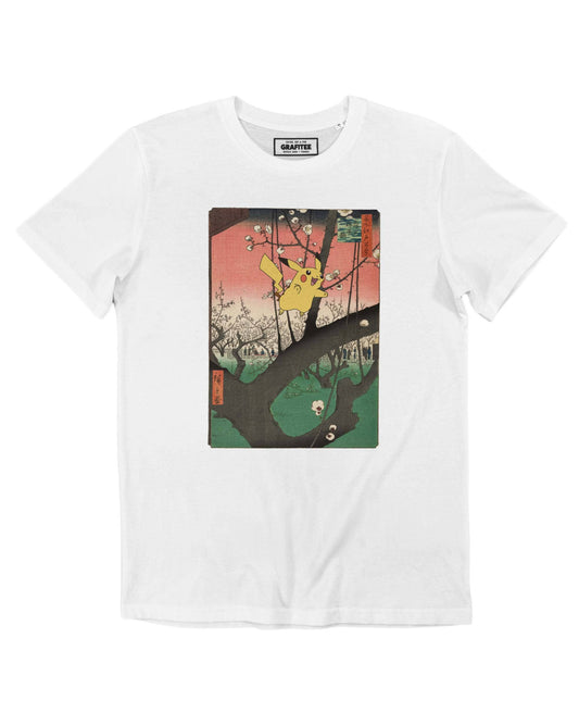 T-shirt kawaii bianca con stampa Pikachu