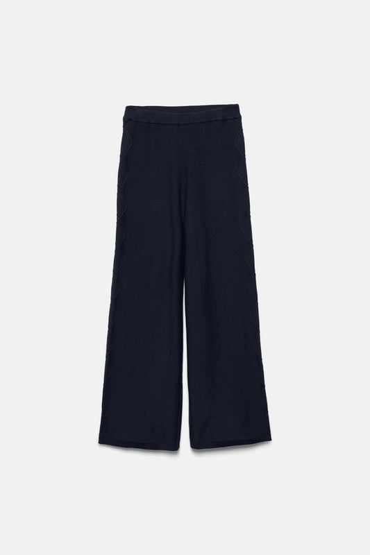 Pantaloni larghi in maglia con dettagli crochet