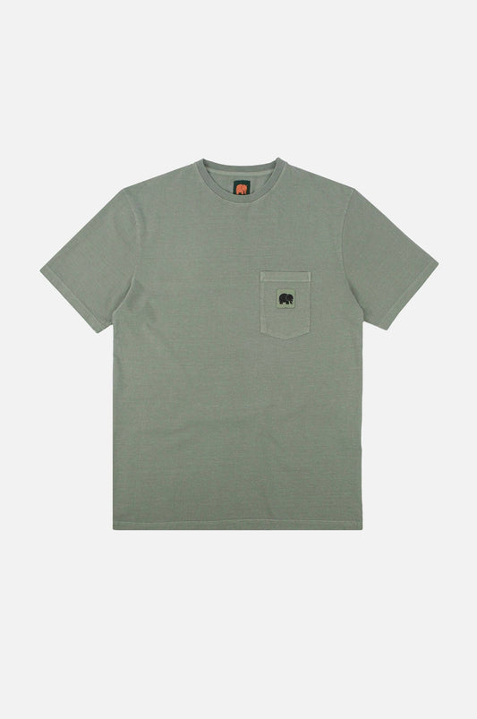 T-shirt pigmentata in cotone biologico verde salvia con taschino