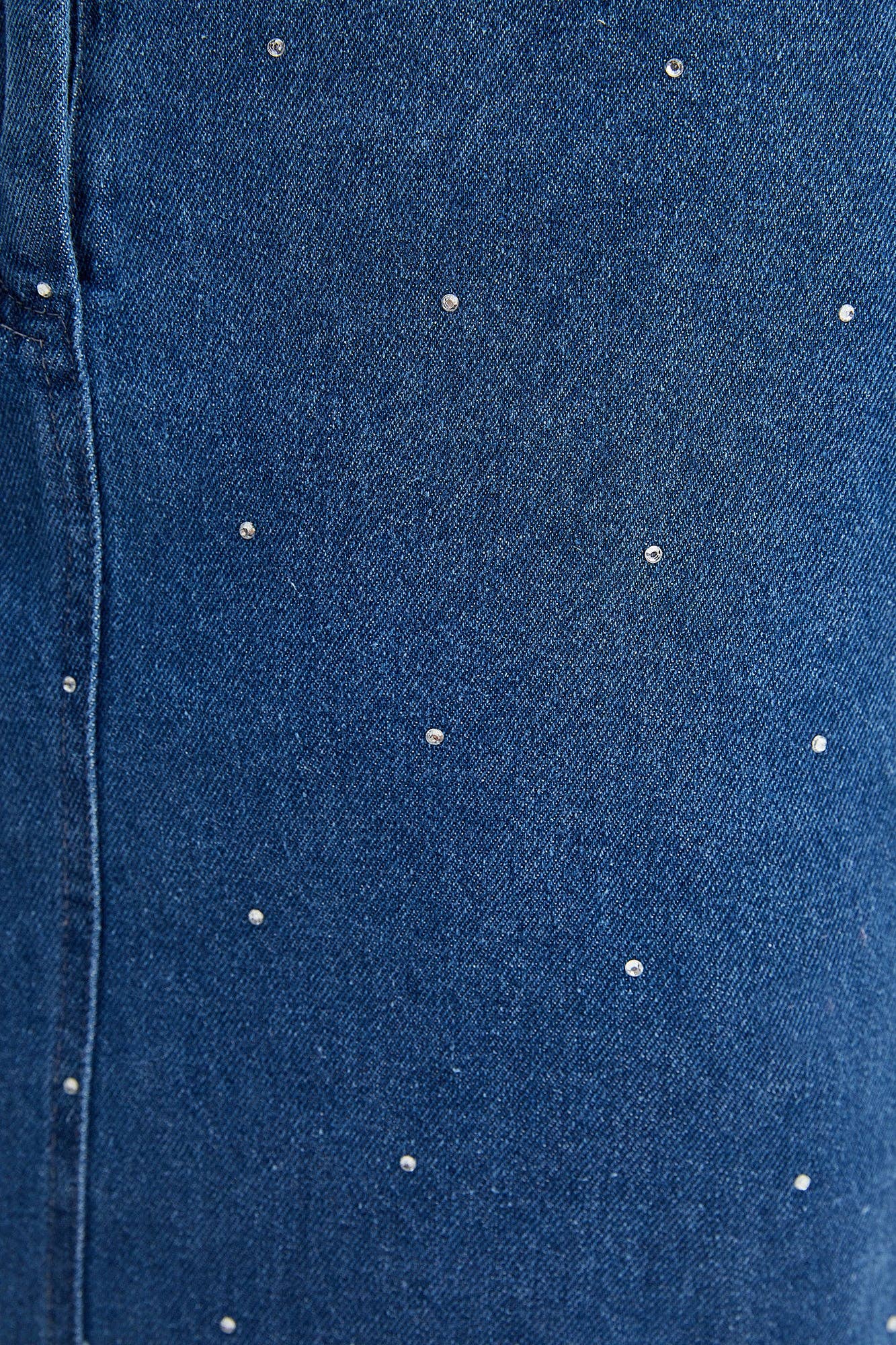 Gonna lunga in denim con strass