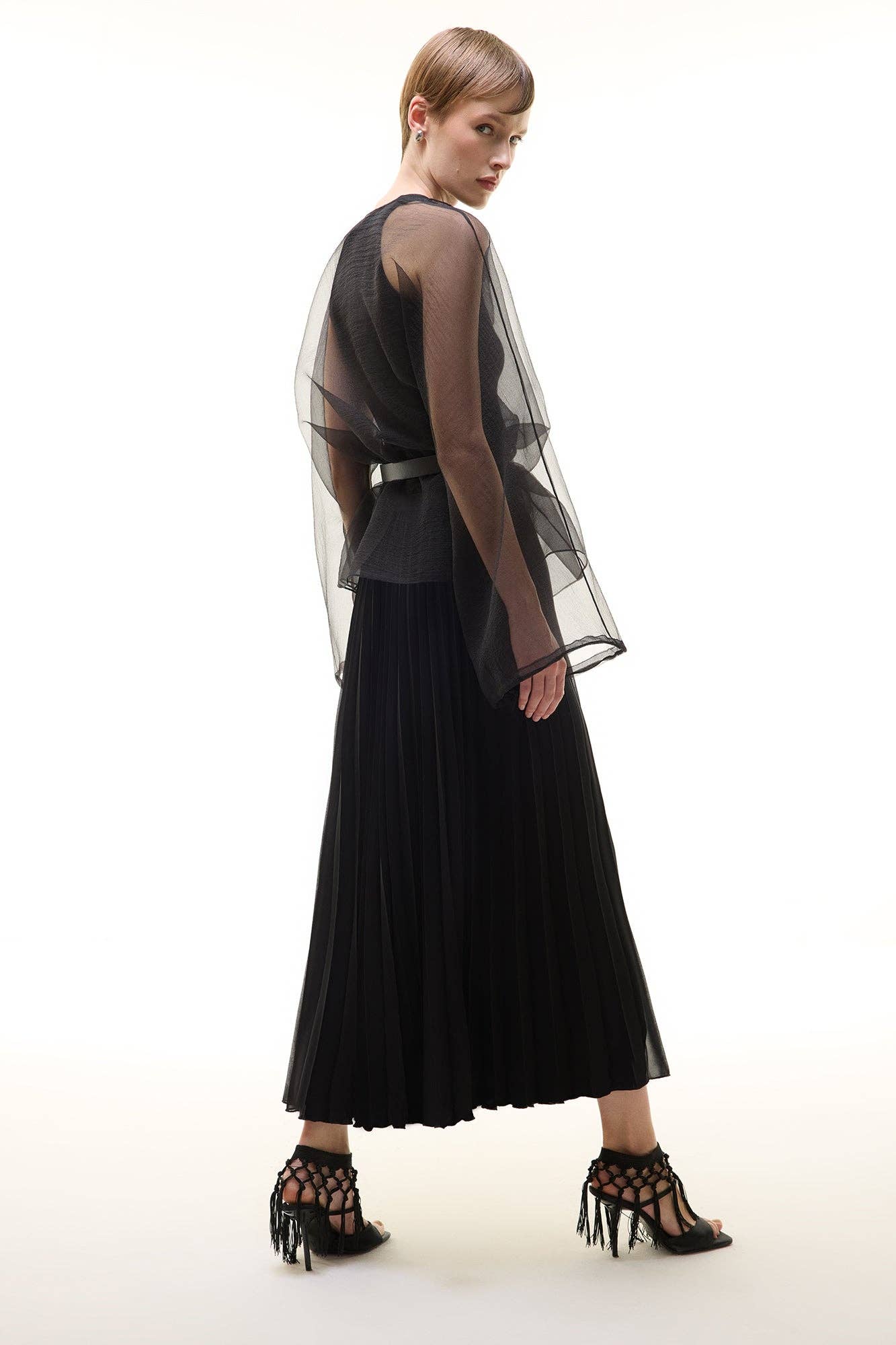 Gonna midi plissettata in chiffon