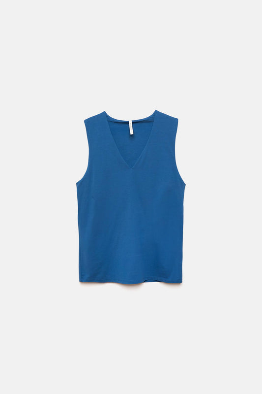 Top basic senza maniche con scollo a V