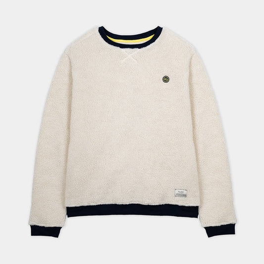 Felpa sherpa beige in poliestere riciclato