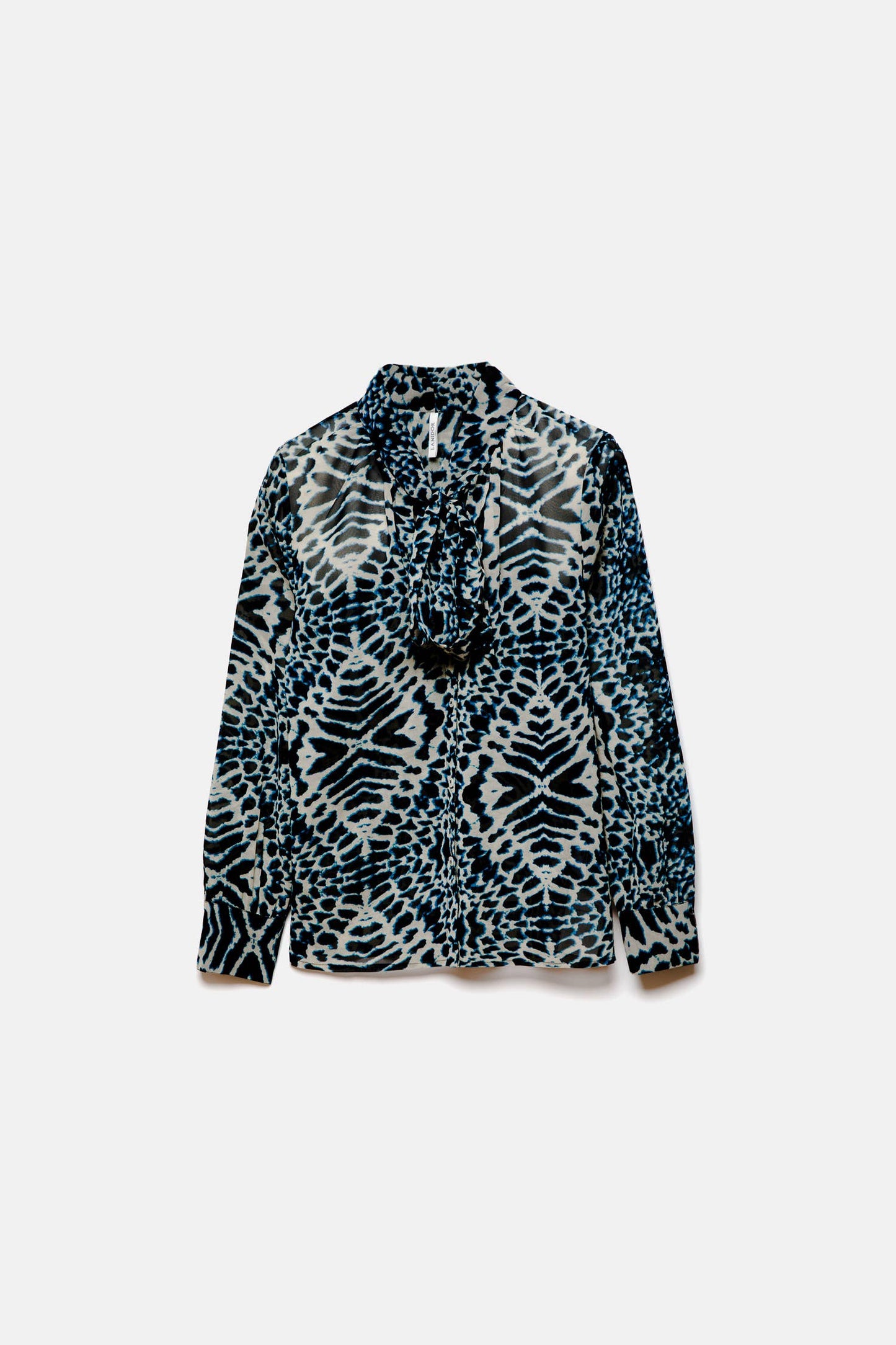 Blusa stampata con fiocco al collo