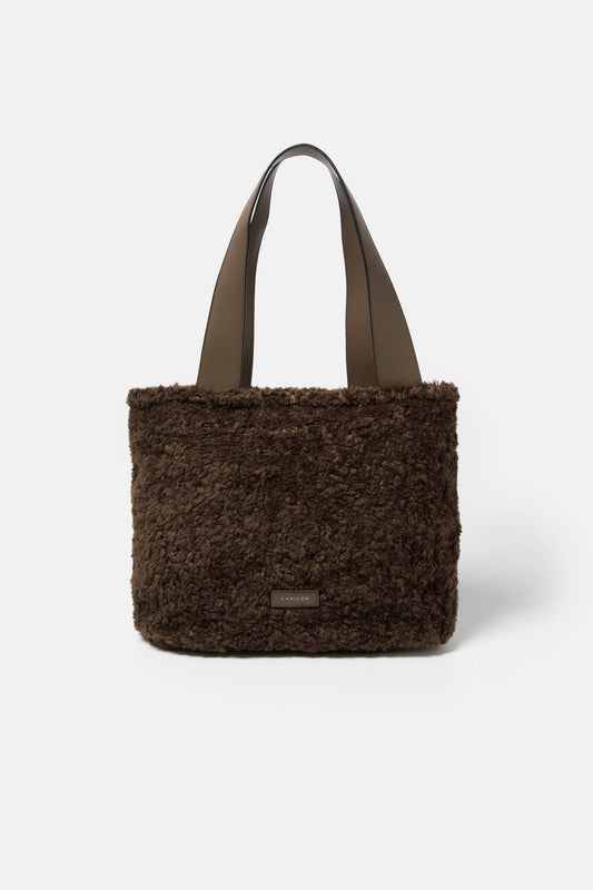 Borsa tote in pelliccia sintetica con zip