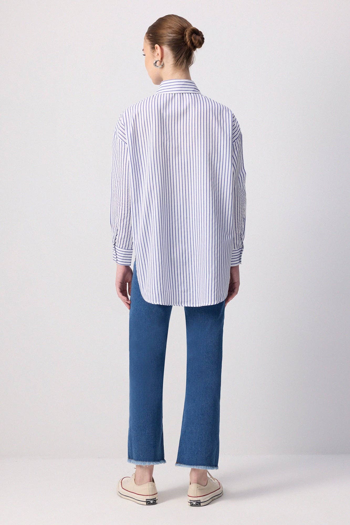 Camicia oversize a righe blu navy