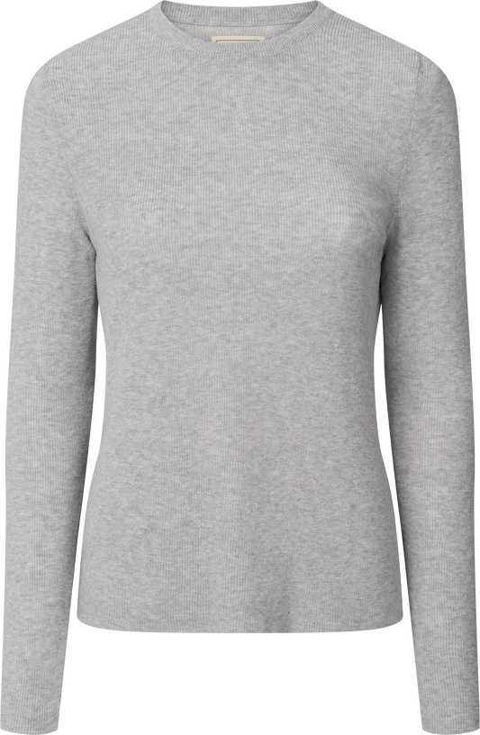 Maglia a maniche lunghe a coste in cotone biologico Freja grigio melange chiaro