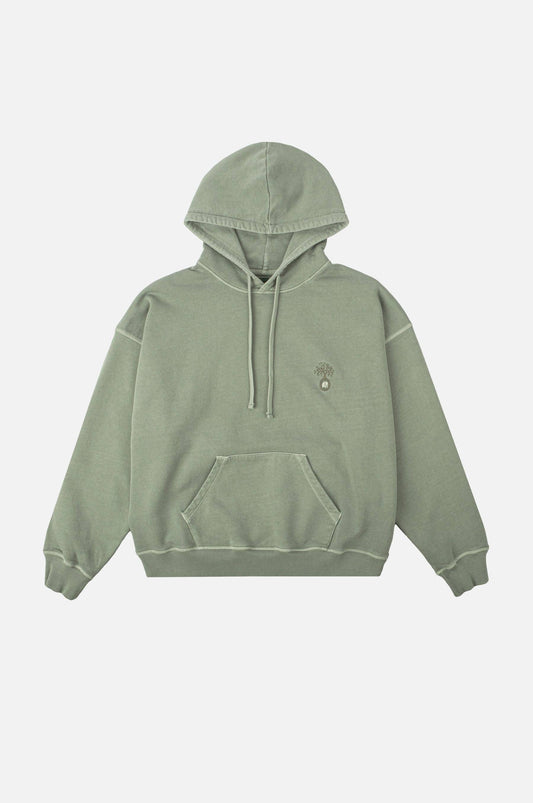 Felpa con cappuccio oversize pesante da donna verde argento