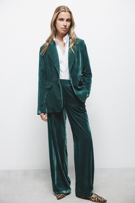 Pantaloni effetto velluto a vita alta