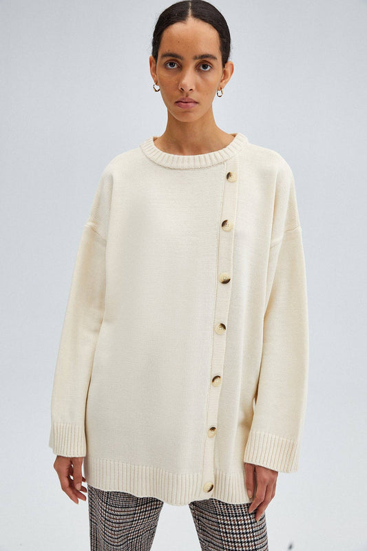 Maglione oversize con bottoni laterali