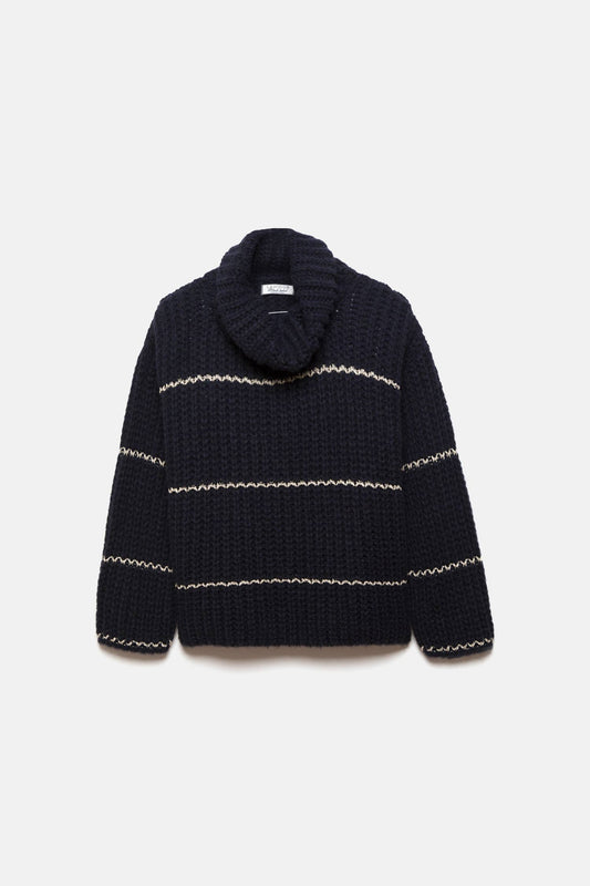 Maglione a righe in maglia con collo morbido