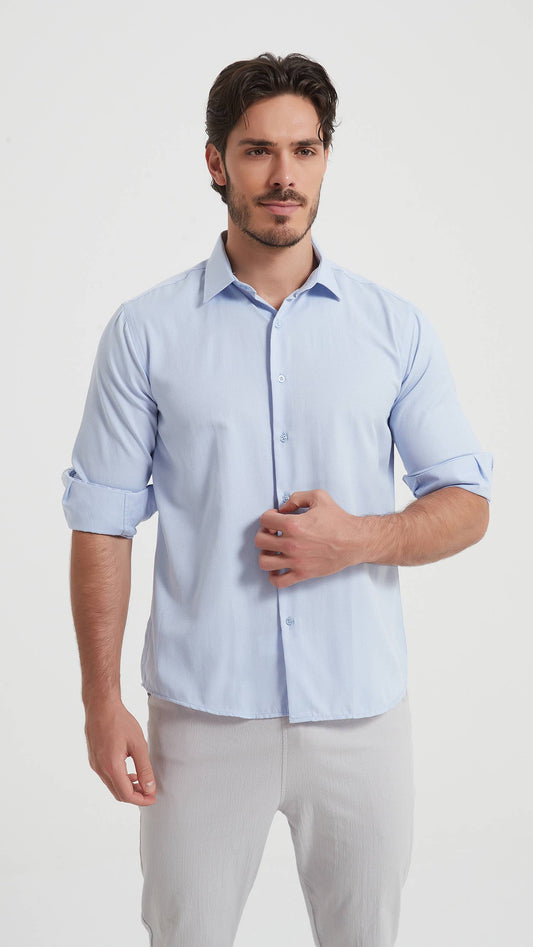 Camicia azzurra trapuntata slim fit