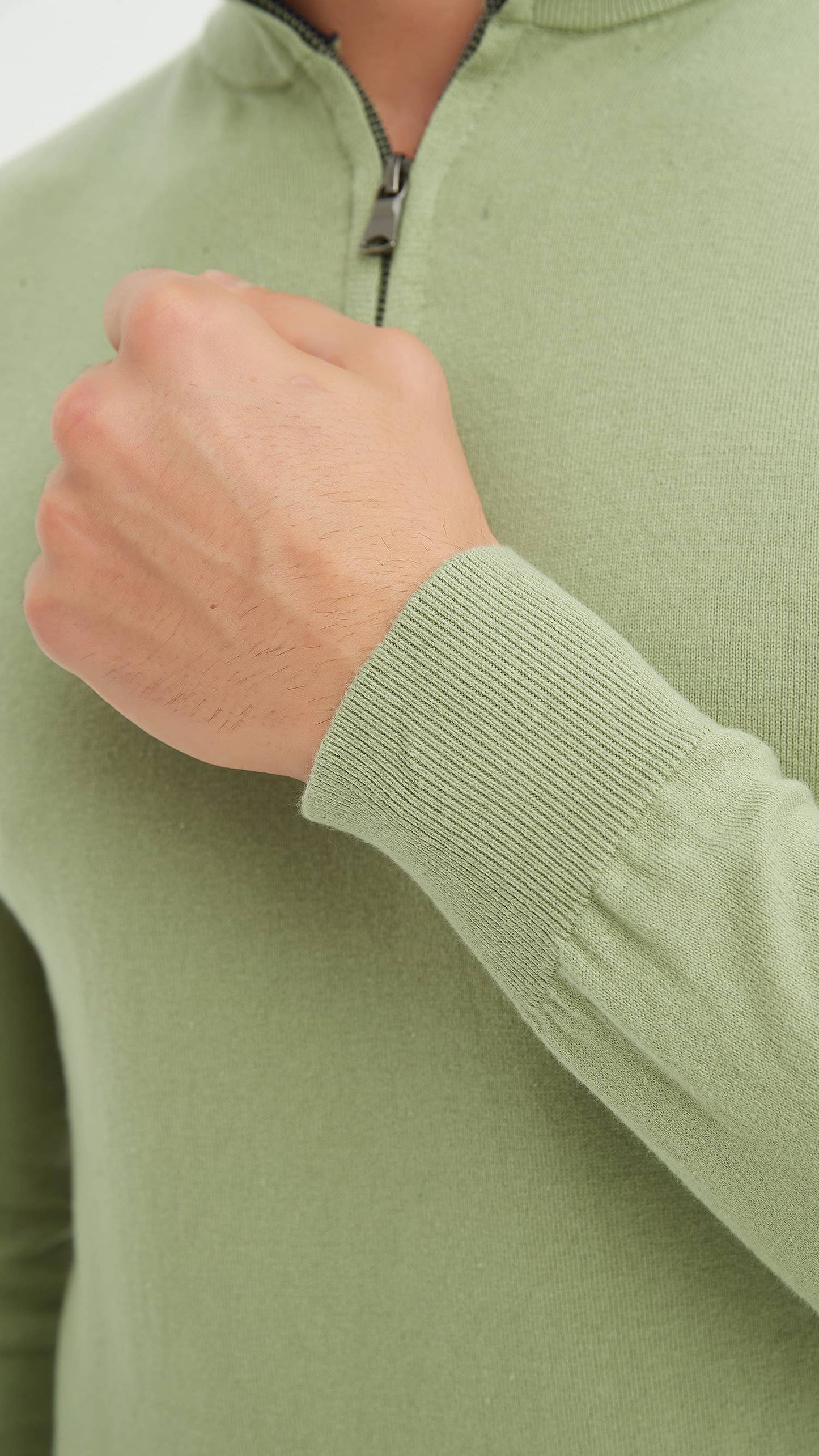 Maglione in cotone con collo camionista verde