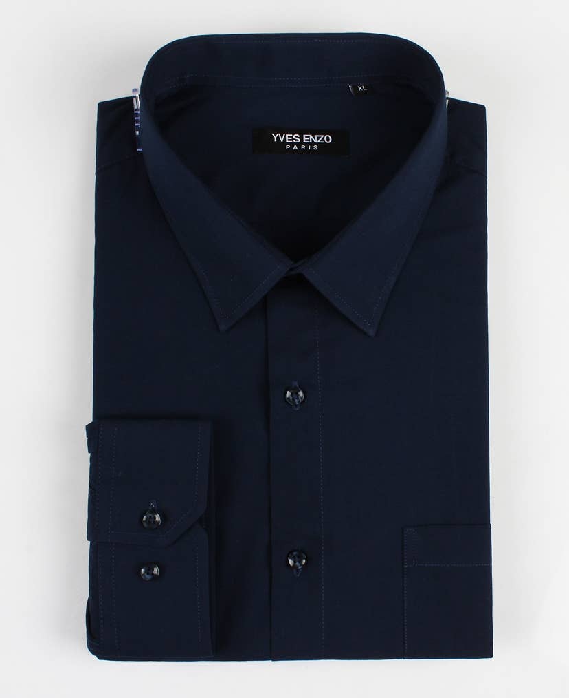 Camicia blu navy taglie forti con colletto classico