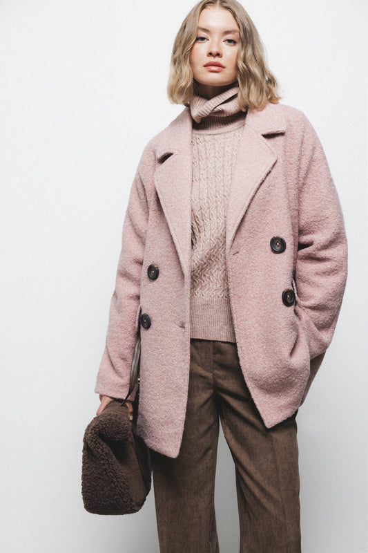 Cappotto doppiopetto semplice rosa