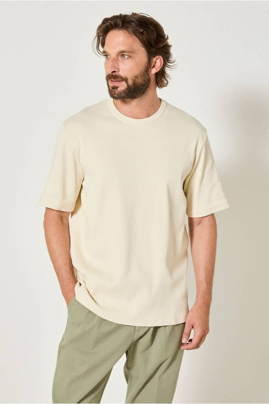 T-shirt a costine oversize in cotone organico con logo ricamato