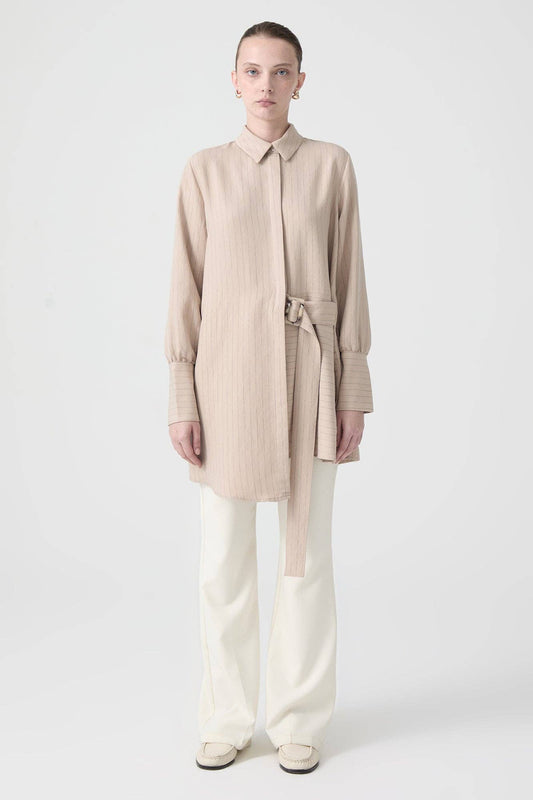 Tunica camicia a righe con cintura e fibbia