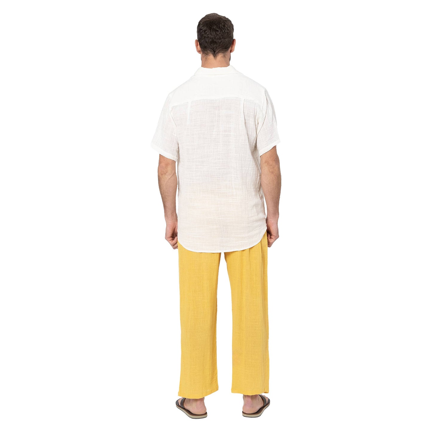 Pantaloni estivi lunghi in cotone gialli da uomo