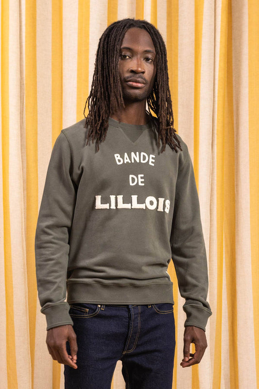 Felpa girocollo con lettering ricamato grigio mélange
