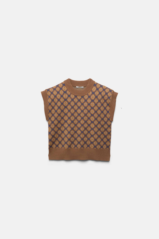 Gilet in maglia jacquard con motivo geometrico