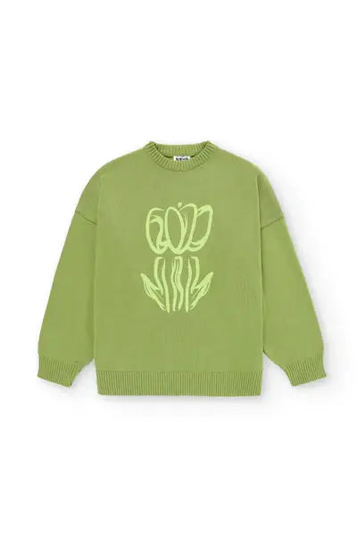 Maglione in cotone biologico con stampa tulipano