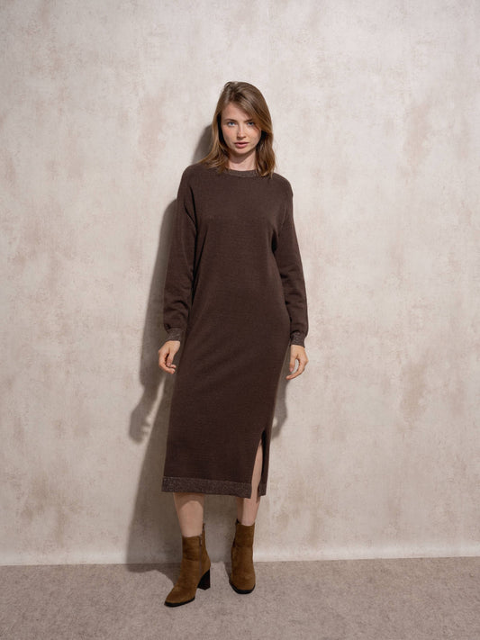 Abito lungo in maglia con lurex