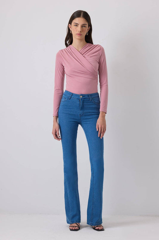 Body drappeggiato elasticizzato rosa