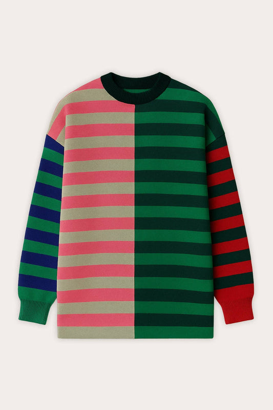 Maglia a righe color block multicolor