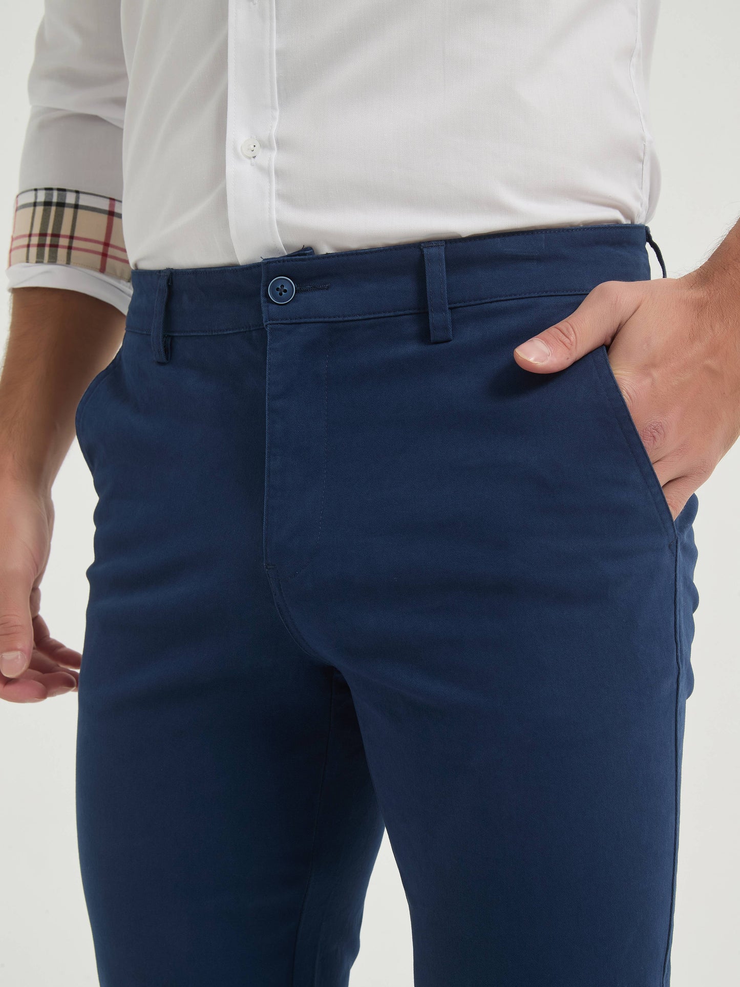 Pantaloni chino elasticizzati blu scuro da uomo
